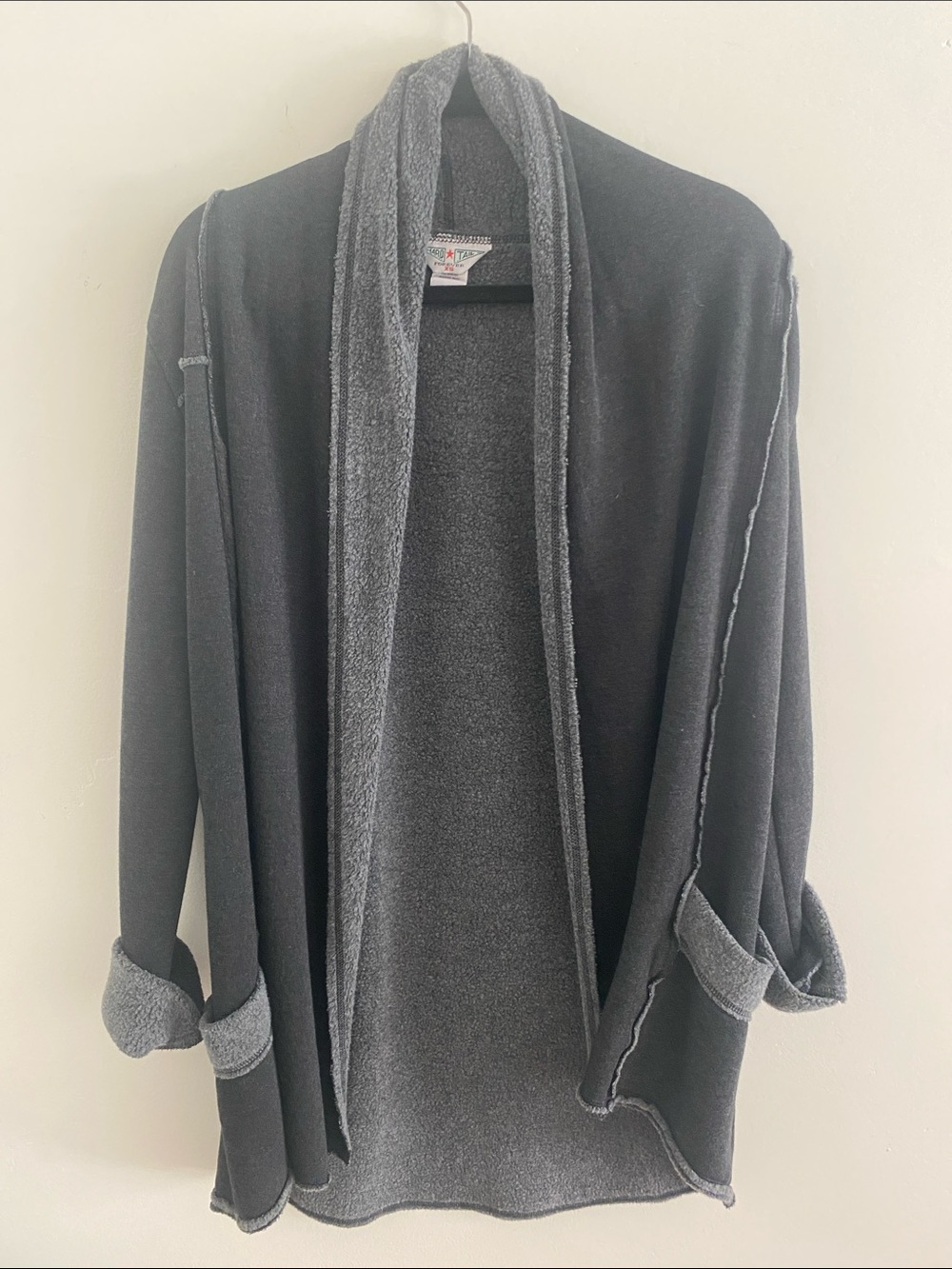 Hard Tail charcoal gray open-front cardigan